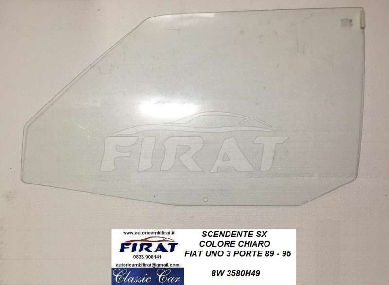 VETRO SCENDENTE FIAT UNO 3 PORTE 89 - 95 SX CHIARO